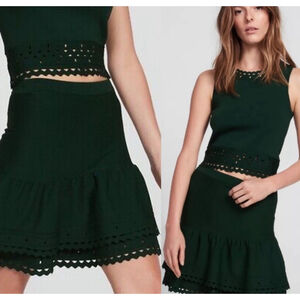 Sandro Paris | Skirt Set | Green Knit Set Top And Skirt Size XS Coord Set